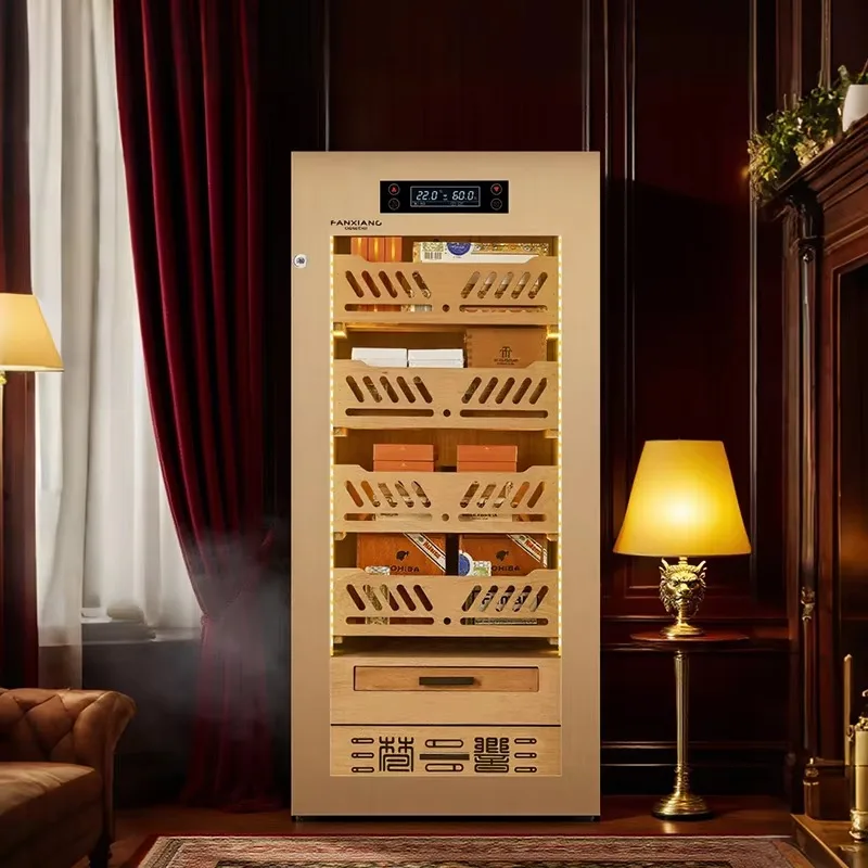 

с компрессором, большой высокий шкаф для хранения сигарного хьюмидора с контролем температуры и влажности, холодильник для сигар из кедрового дерева