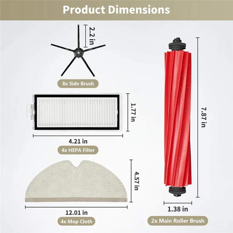 ABUS-pièces de rechange pour Roborock Q7, Kit d'accessoires pour Roborock Q7 / Q7 +/Q7 Max/Q7 Max + brosses à rouleaux pour aspirateur