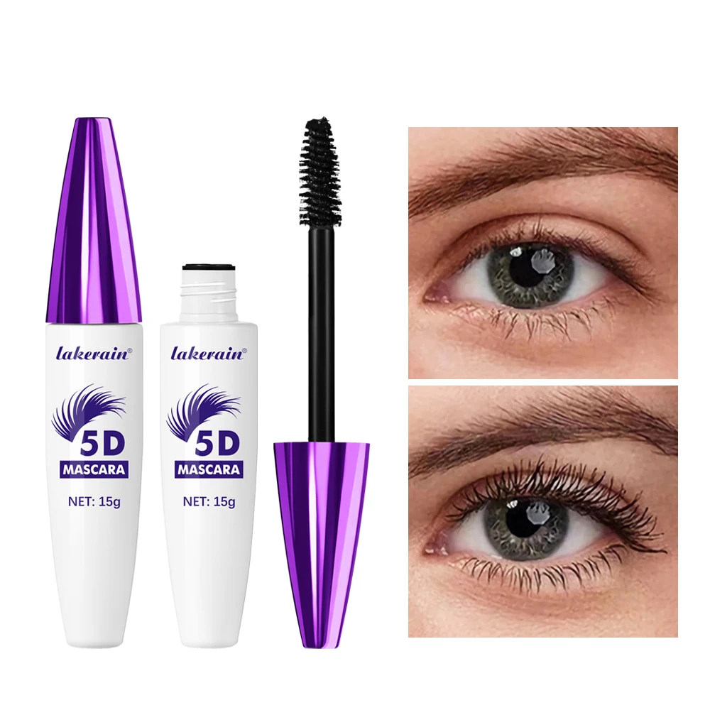 Máscara de Pestañas Negra 5D de Larga Duración, Resistente al Agua, Alarga las Pestañas, Riza y da Volumen, Maquillaje de Ojos para Uso Diario y Fiestas