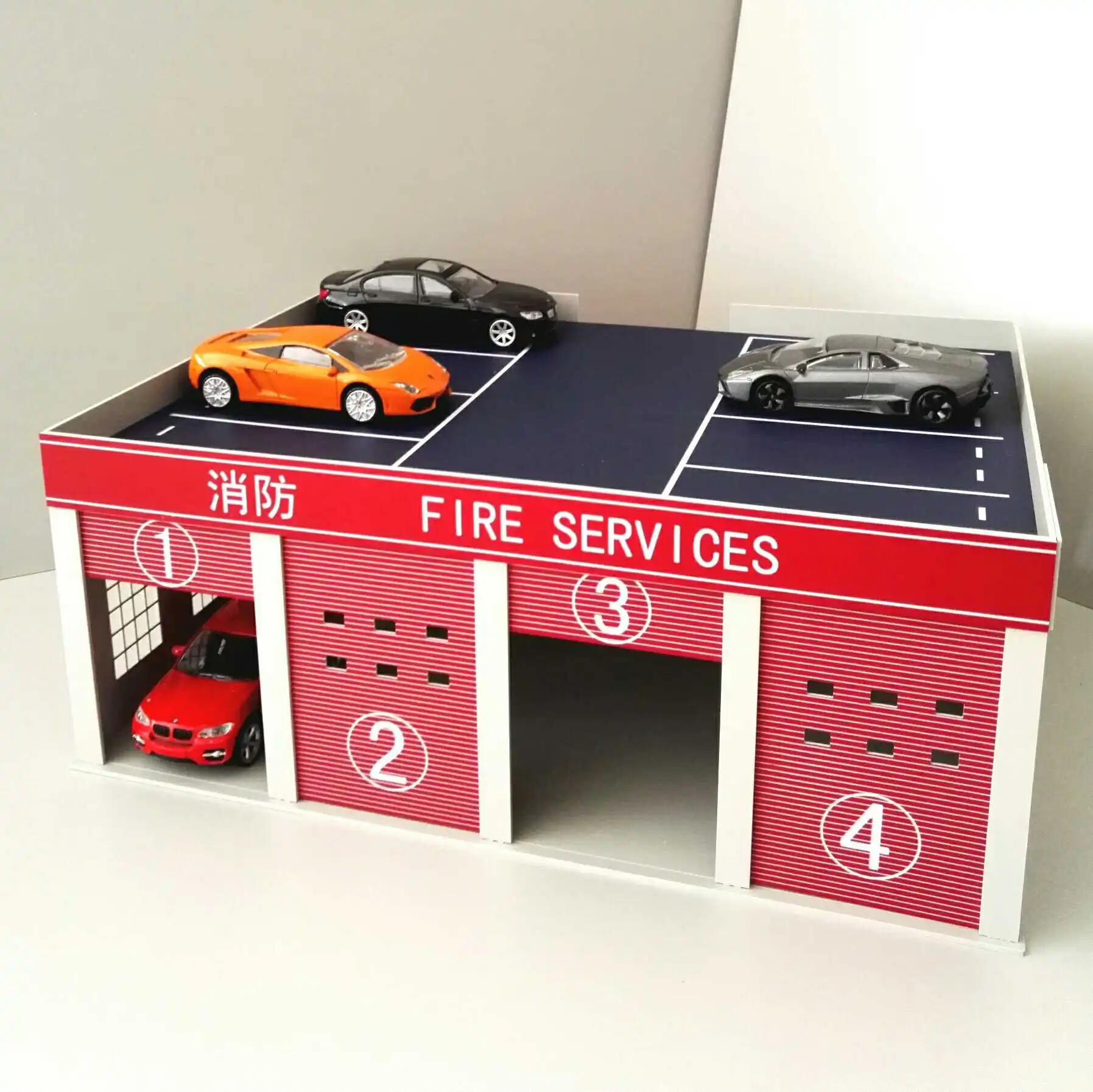 1/43 Outland Model Railway Scenery Layout City Fire Station Building Scene Model