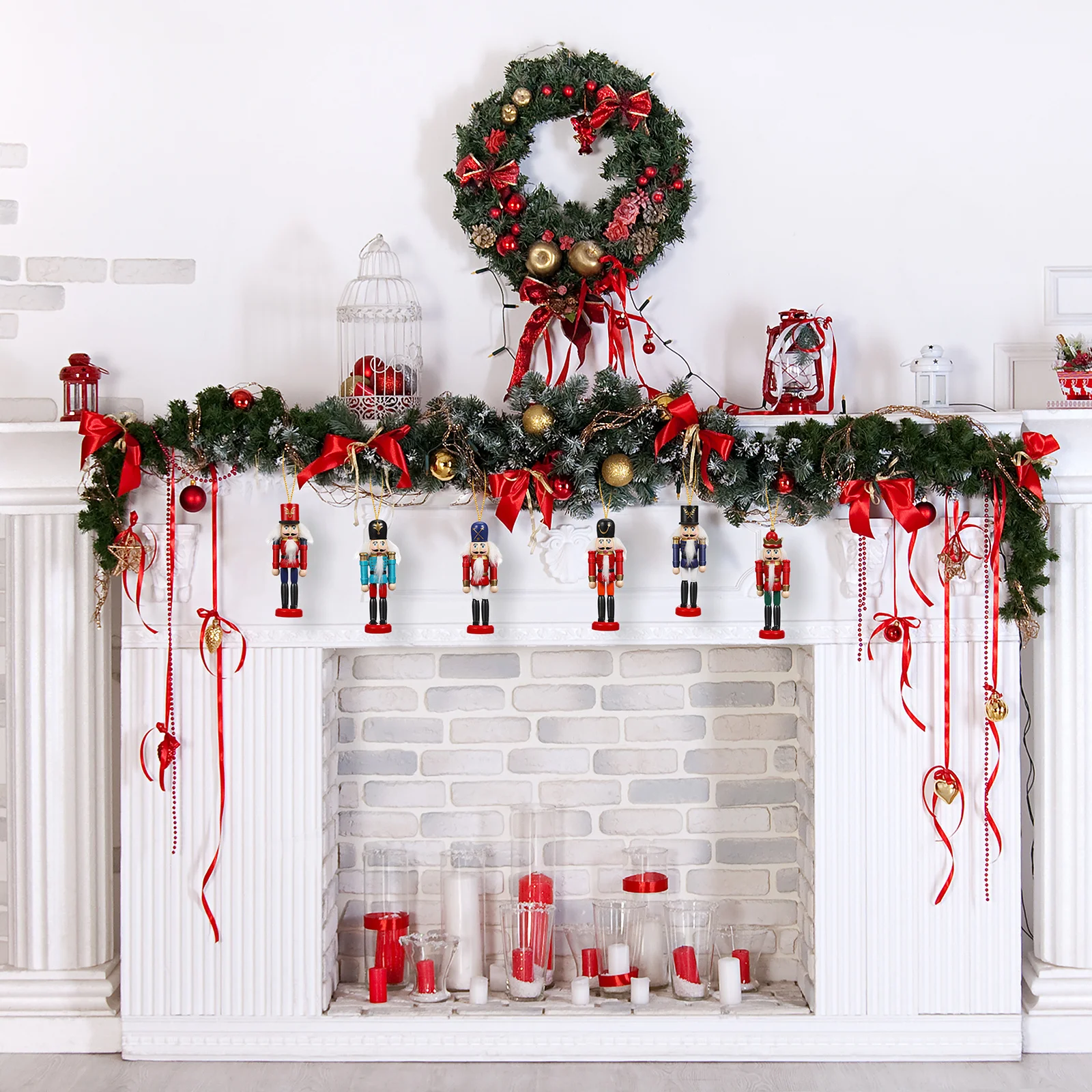 

6pcs Walnut Wooden Kids Role Play For Children Christmas Gift For Children Wood Decoration Figurines