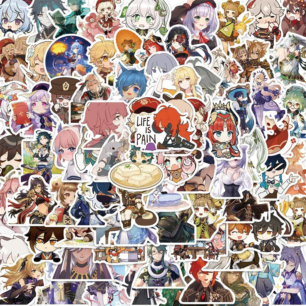 10/30/50 Stuks Nieuwe Ins Genshin Impact Sticker Cartoon Creatieve Anime Ipad Computer Autostoel Decoratie Waterdichte Groothandel