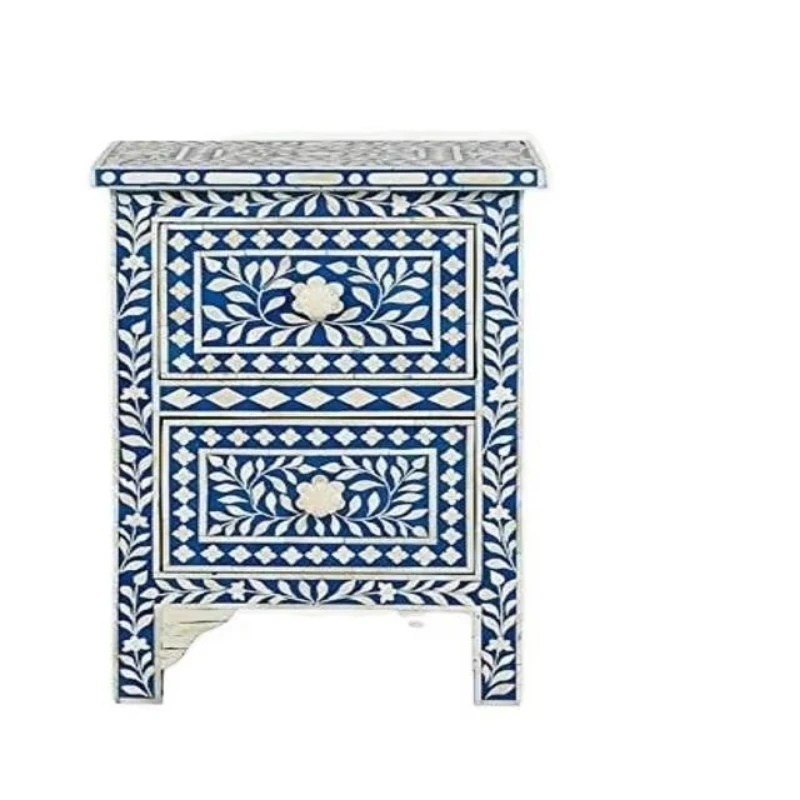 Handmade bone inlaid drawer cabinet floral design living room cabinet cabinet quality furniture