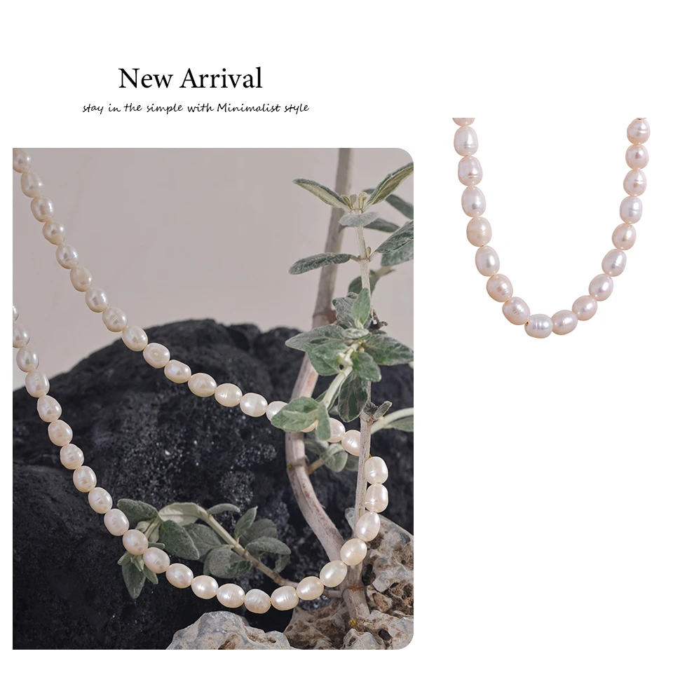 Yhpup Luxus Süßwasser Natur perlen Perlen Schlüsselbein Halskette Frauen Geschenk Mode Edelstahl wasserdichten hand gefertigten Schmuck – Detail 5