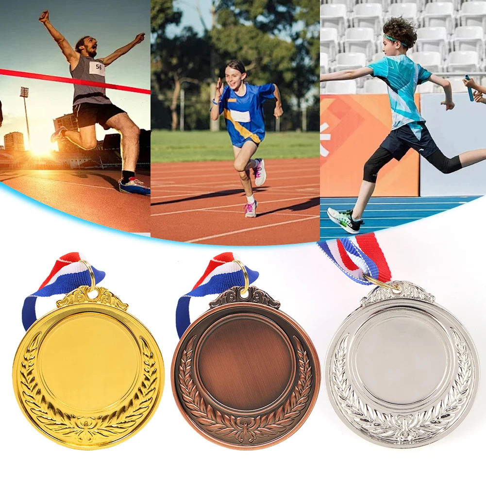 

5.2cm Gold/Silver/Bronze Medal Sports Rewards with Neck Ribbon Class Rewards Metal Winner Medals for Sports Competition