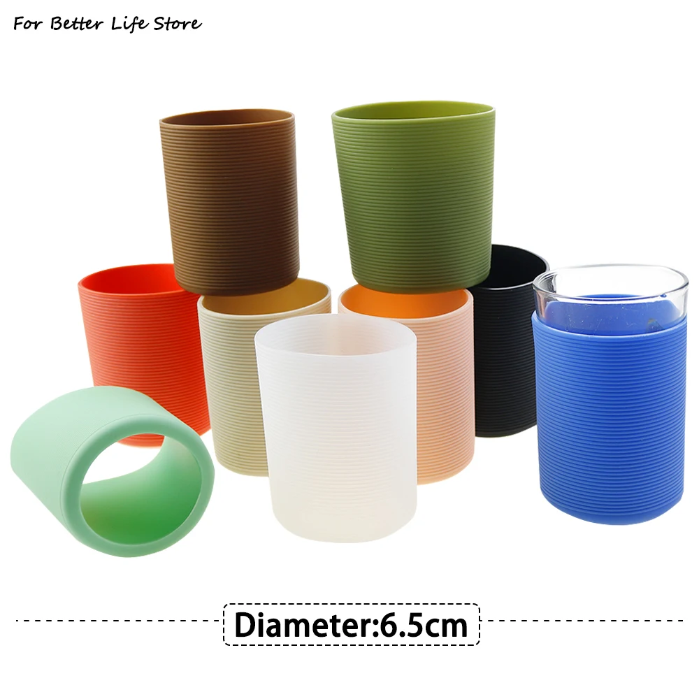 

1PC 6.5cm Silicone Ceramic Cup Sleeves Coffee Mug Wraps Recyclable Heat Proof Glass Water Cover Home Tools Washable Anti Scald