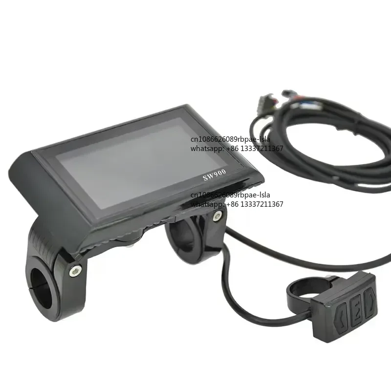SW900 Color LCD Display ABS Plastic Waterproof 6 Pin Black for Electric Bike