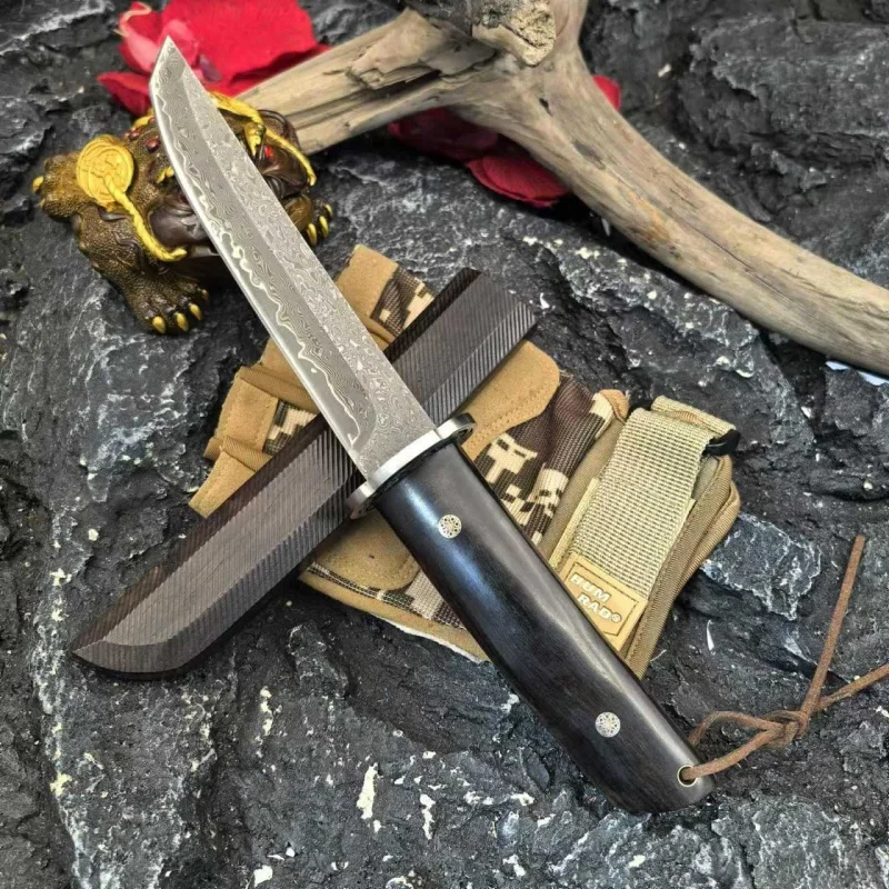 

Дамасская сталь VG10, открытый кемпинг, альпинизм, домашний многофункциональный прямой нож