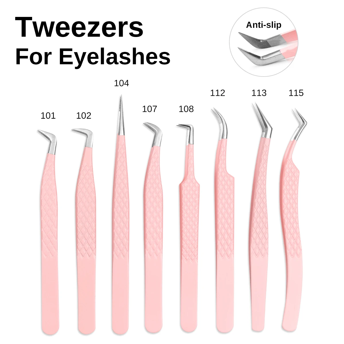 

ARTSTAR Fiber Tip Eyelash Tweezer Professional Anti-Slip Isolation Tweezers for Precision Work-Stainless Steel Tools for Salon