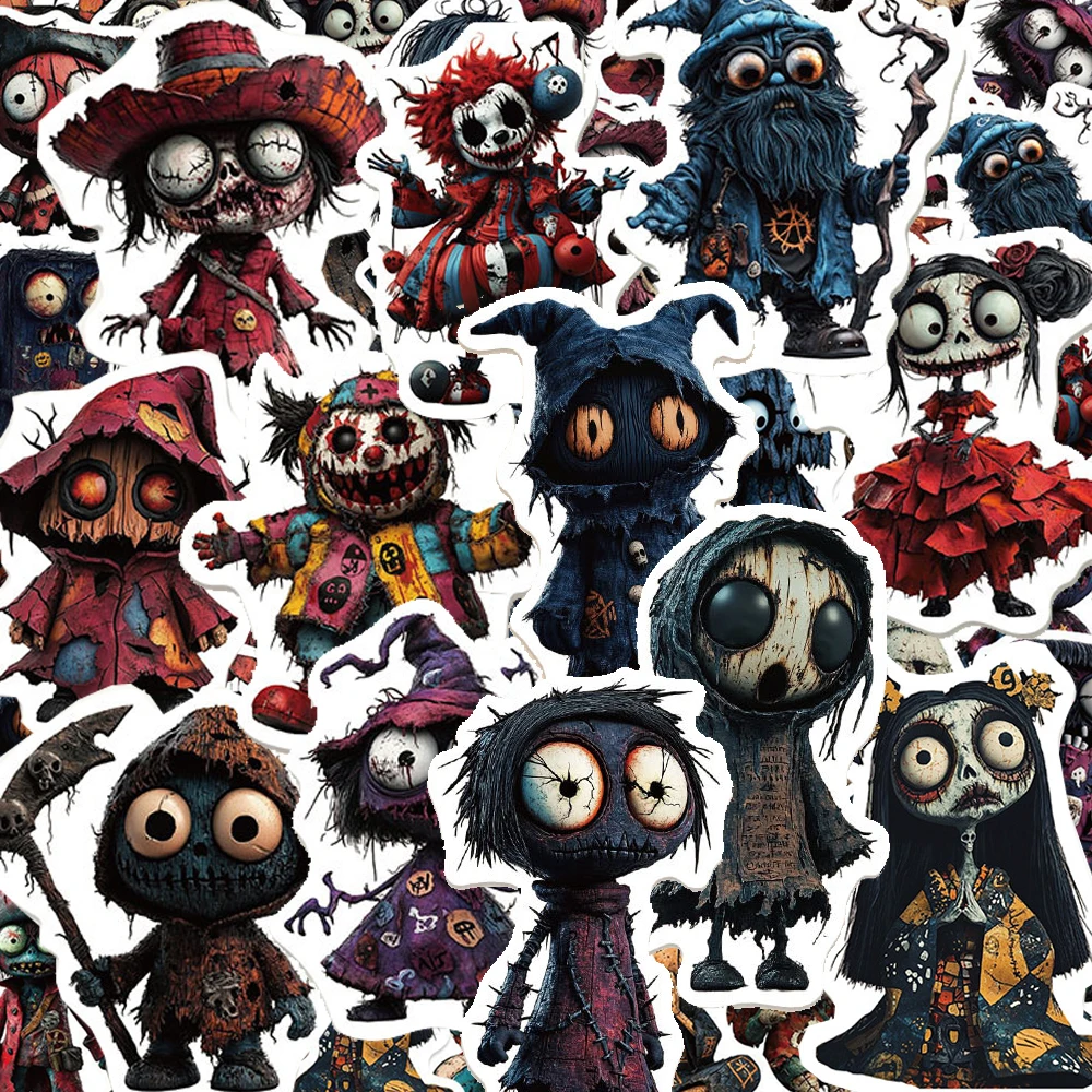 

10/30/50pcs Horror Skeleton Cartoon Stickers Gothic Graffiti Laptop Car Motorcycle Halloween Decoration Sticker Packs