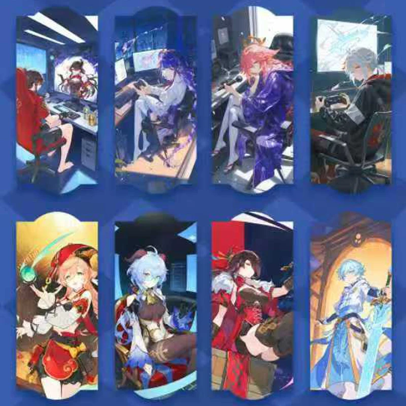 KAOKA Genshin Impact Four Fold Cards Collectible Pull Tab Set 300 Characters Art Gold Foil Stamping Embossed Display Anime