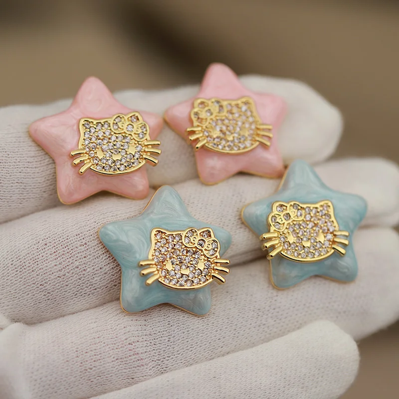 New Sight Design Zirconia Cute Cat Stud Earrings for Women Fashion Brand Brand Jewelry Luxury Crystal Earrings Gift