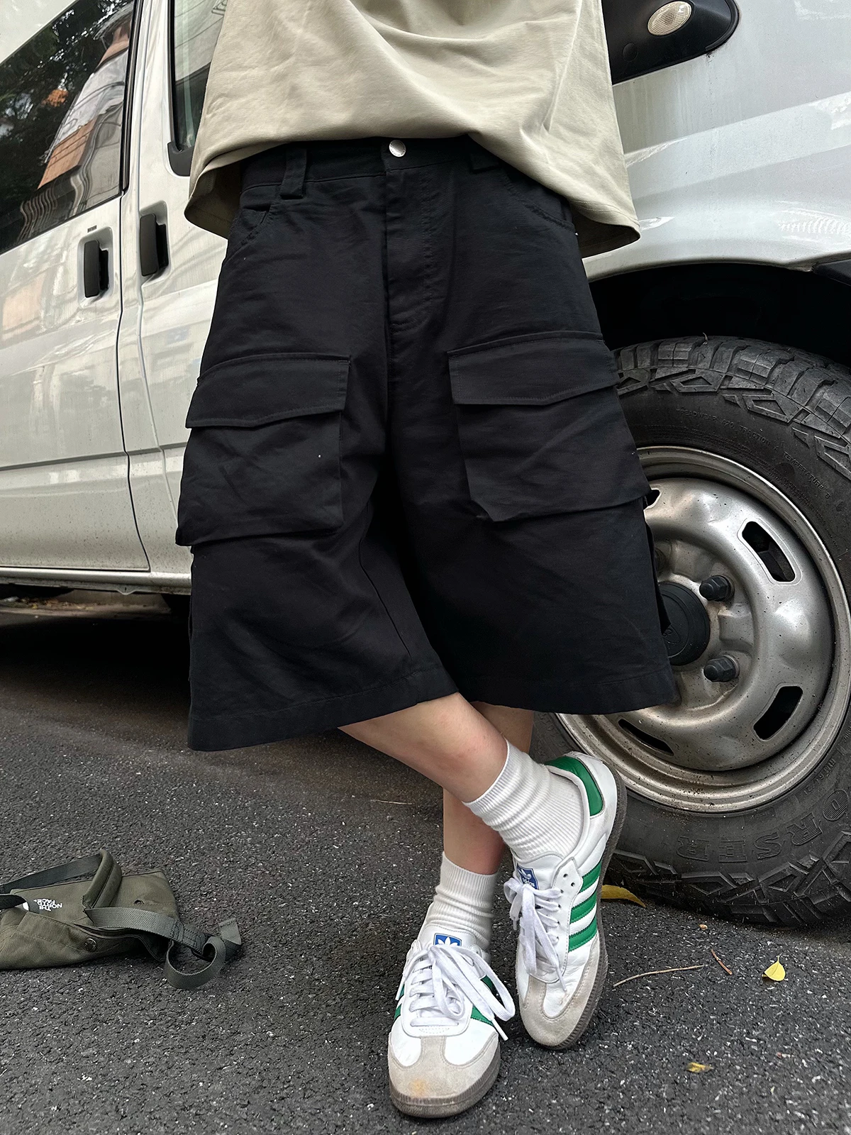 

Летняя рабочая одежда в американском стиле ретро Five ket Bla, функциональная повседневная одежда для похудения, свободная посадка, молодежная хлопковая одежда