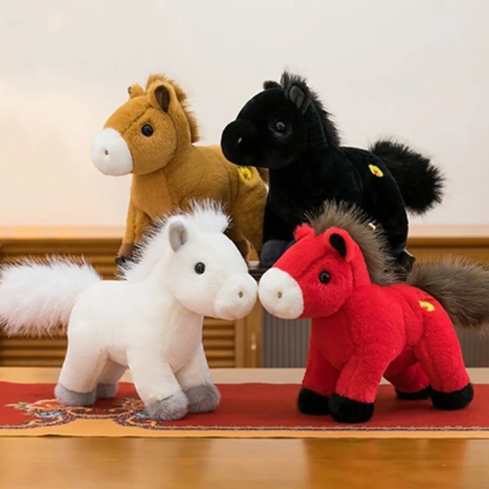 

Куклы-талисманы 2026, плюшевая кукла-лошадь, милая удача, счастливая лошадь, плюшевые игрушки, кавайная креативная фигурка пони со знаком зодиака, украшение для дома