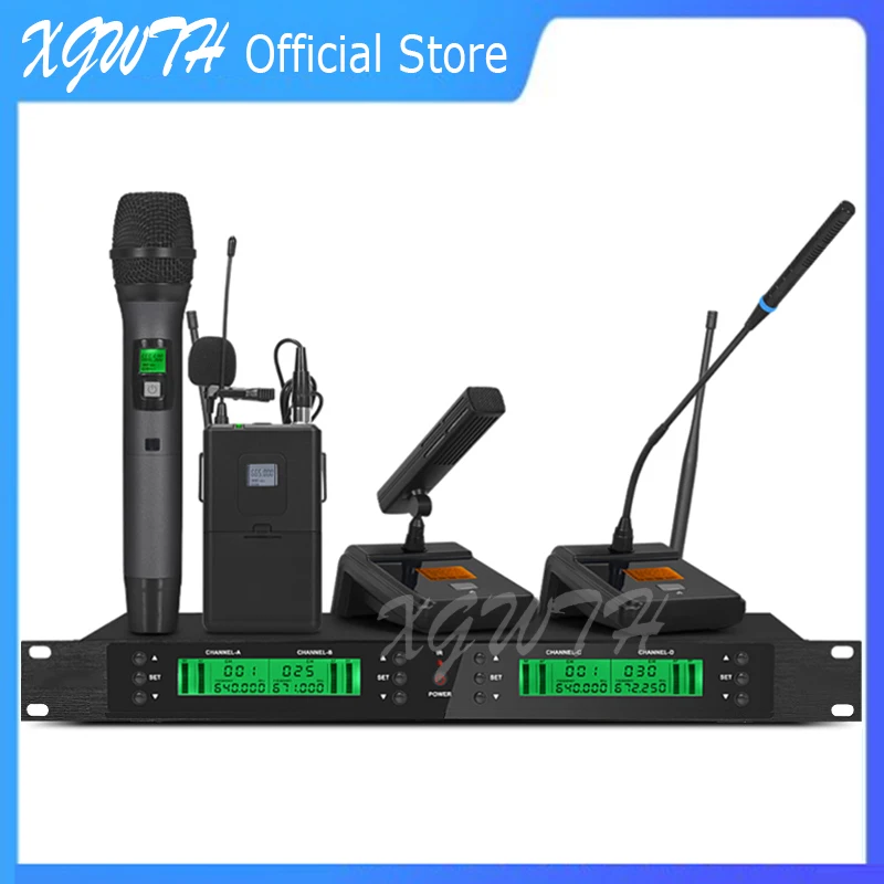 UHF Wireless Microphone System Digital Electret Condenser Gooseneck Headset Lavalier Lapel Mic Dynamic Karaoke Handheld Mic