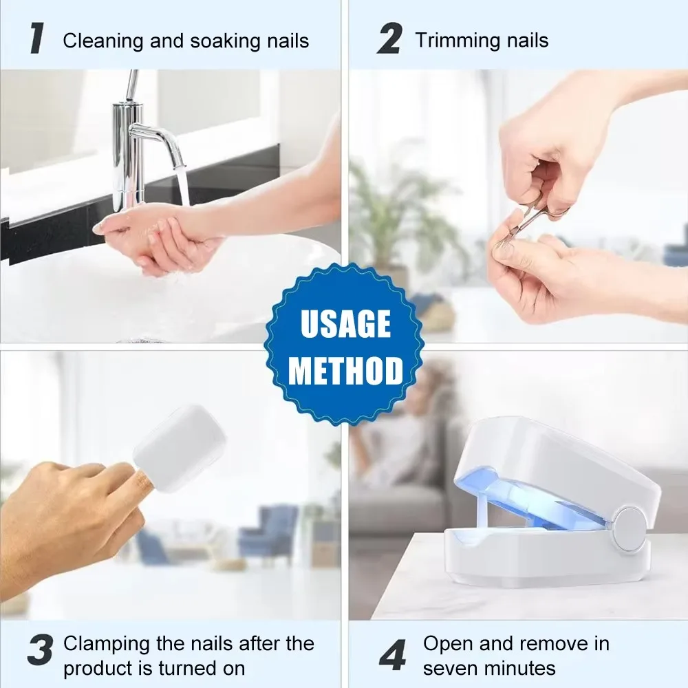 Nail Fungus Treatment Nail Assist Tool Cleaning Onychomycosis USB Charge LED Laser Device 910nm Infrared Ligh 470nm Blue Light