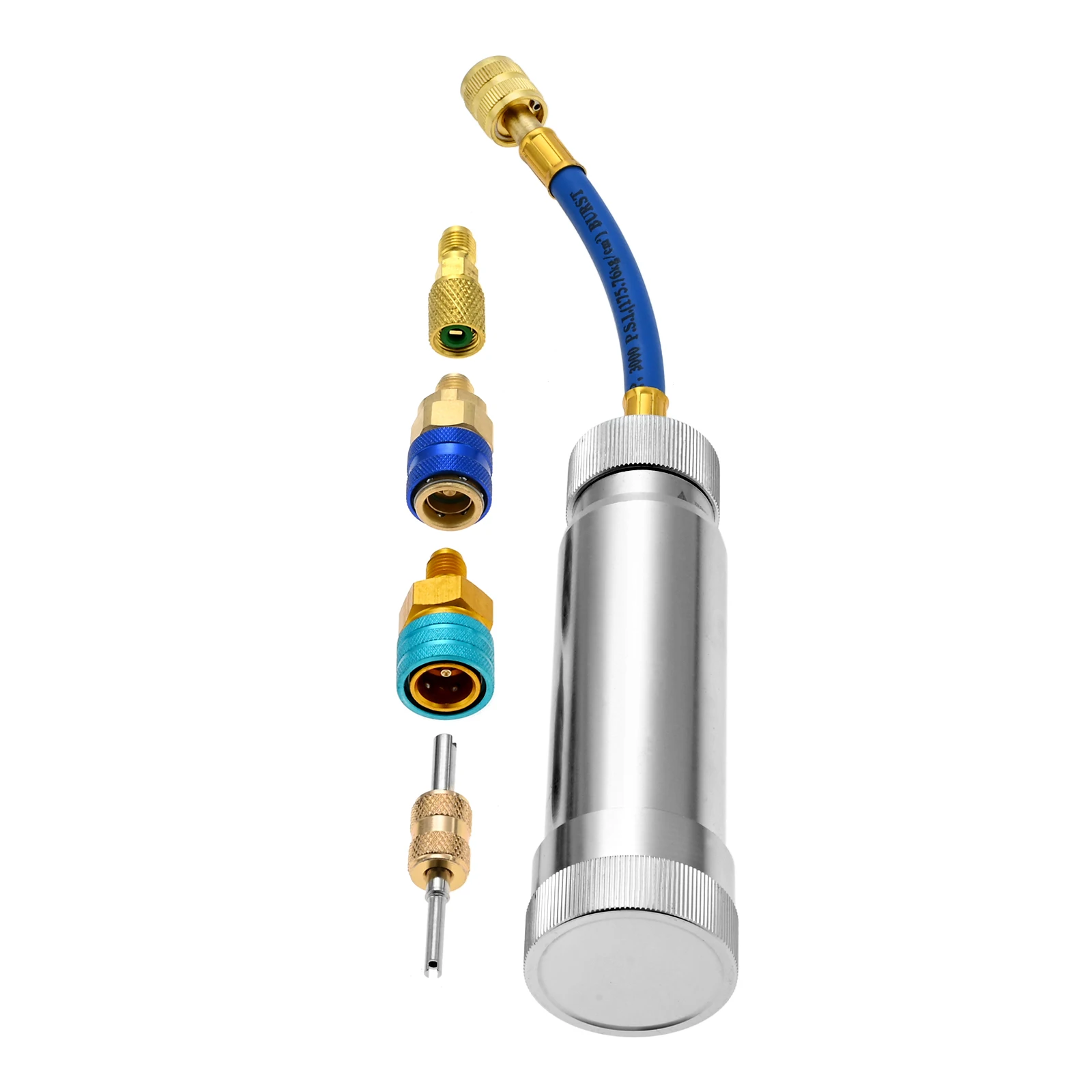1 zestaw R1234YF/R134A Zestaw wtryskiwaczy oleju AC z szybkozłączkami niskotronnymi i złączem SAE 1/4" Zestaw narzędzi do wtryskiwaczy barwnikowych AC