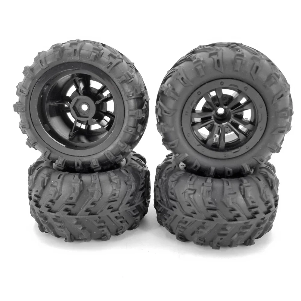 Gummi-Schnee reifen für RC HBX 16889 Wltoys 124016/124017 Truggy Truck mit 12mm Metall-Sechs kant-Offroad-Rad