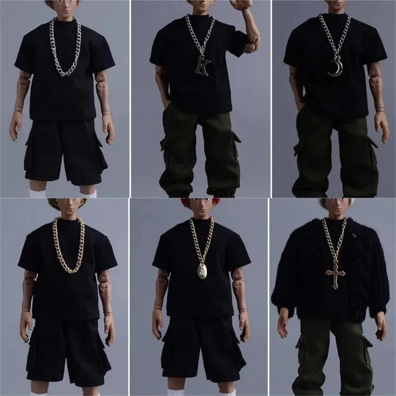 متوفر بمقياس 1/12 دعائم قلادة معدنية مطلية بالذهب والفضة لشخصيات جندي BJD مقاس 6 بوصات إكسسوارات ذاتية الصنع #3