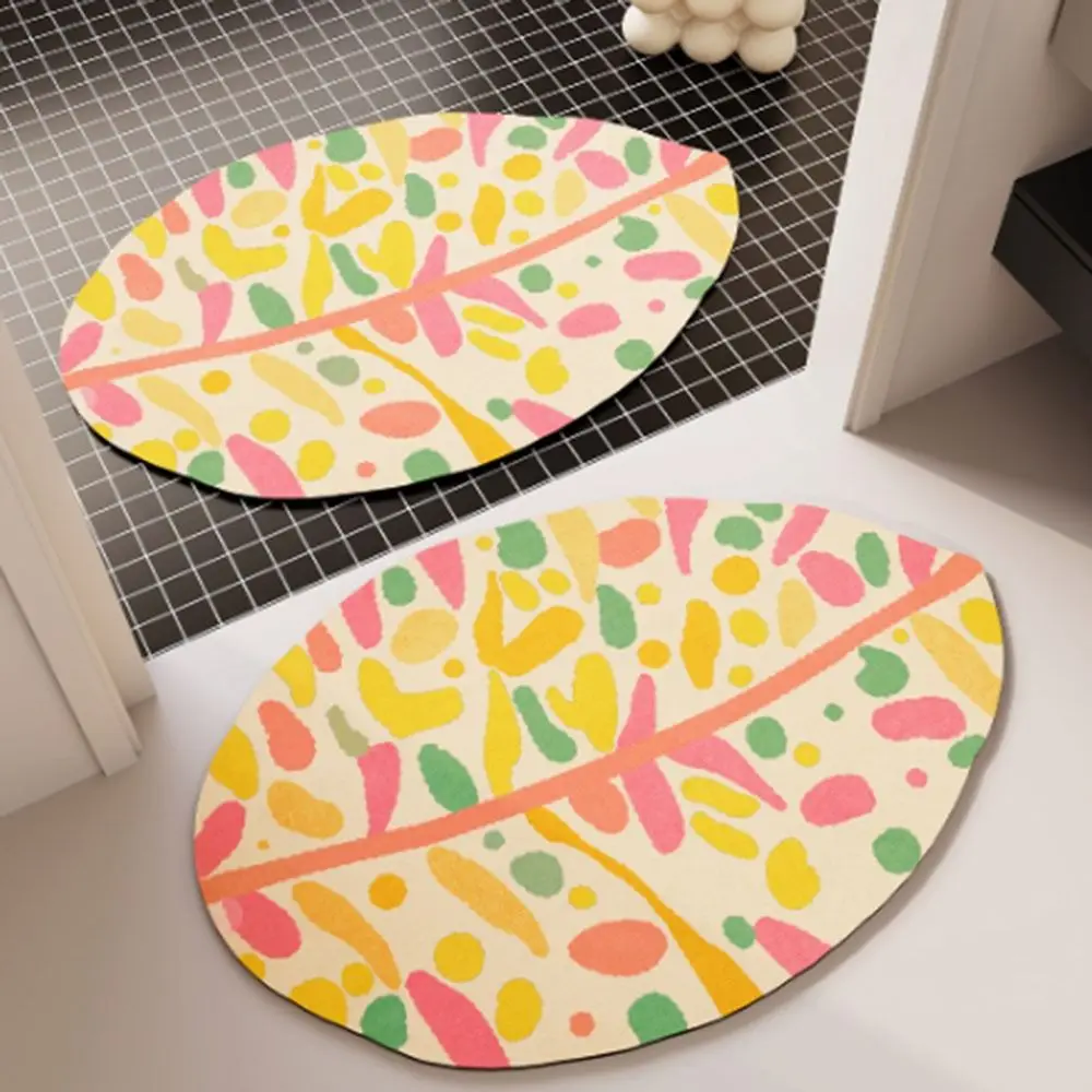 Dopamine Floor Mat Non-Slip Irregular Shaped Leaves Doormat Water-absorbing Quick-drying Entryway Rug