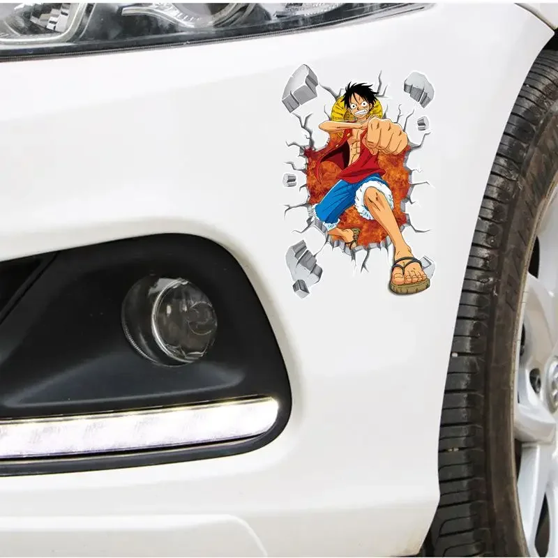 Anime Cartoon One Piece Car Stickers Kawaii Luffy Car Windows Glass Bumper Electric Vehicle Waterproof Decorate Stickers Gift