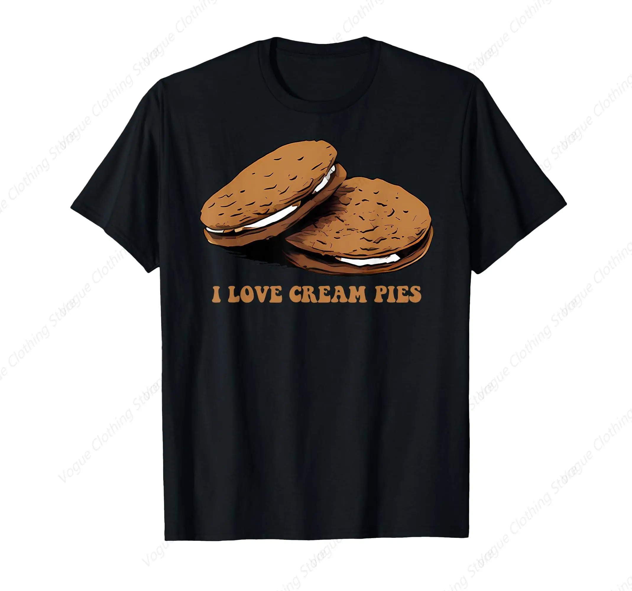 I Love Cream Pies - Sweet Dessert Lover T-Shirt Short Sleeves Round Neck Outdoor Leisure Daily Tee Soft Tops