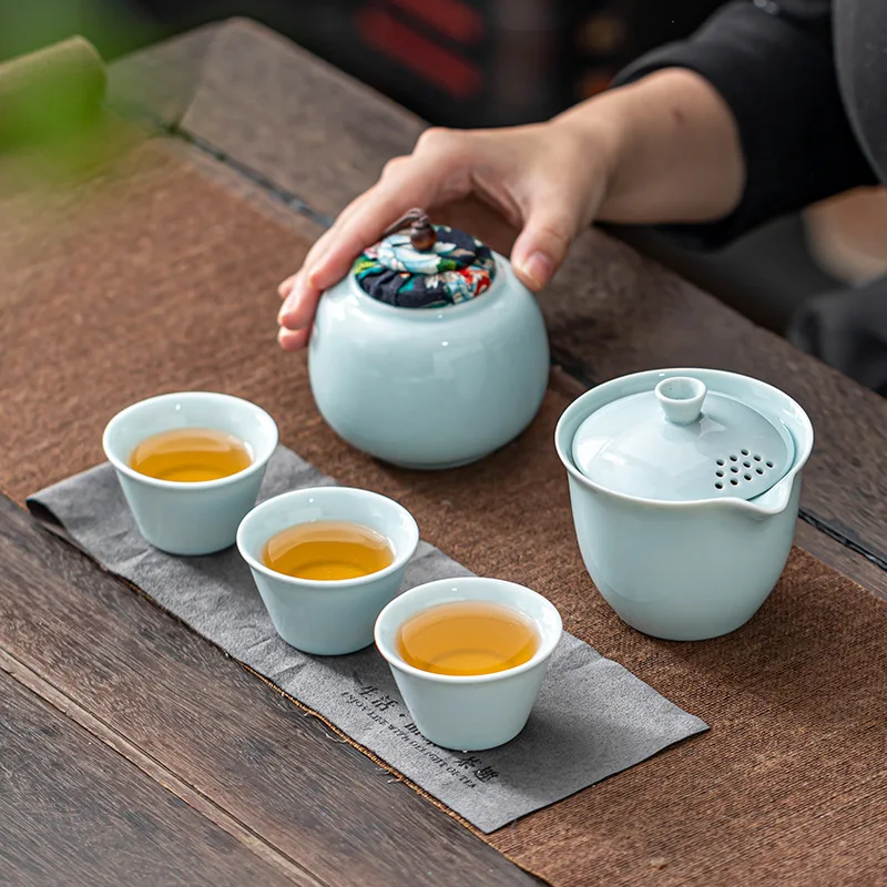 

Travel Teaware Set(One Pot and Three Cups) Portable Outdoor Camping Kung Fu Tea-making Tool The Best Gift for Tea Culture Lovers