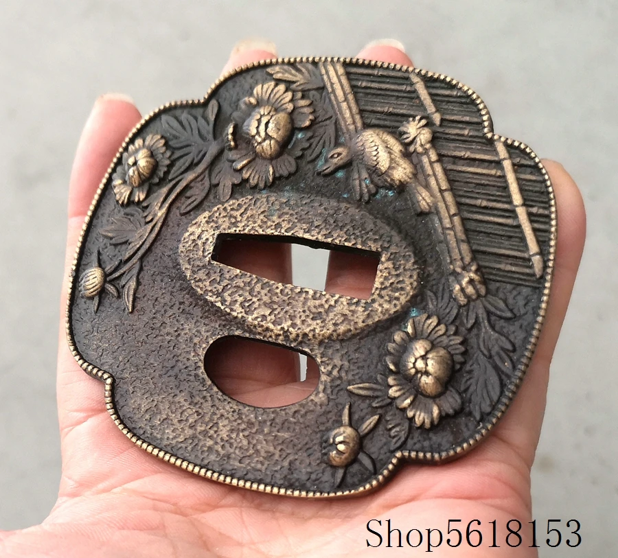 Hige alloy flower tsuba For Japanese katana wakizashi tanto