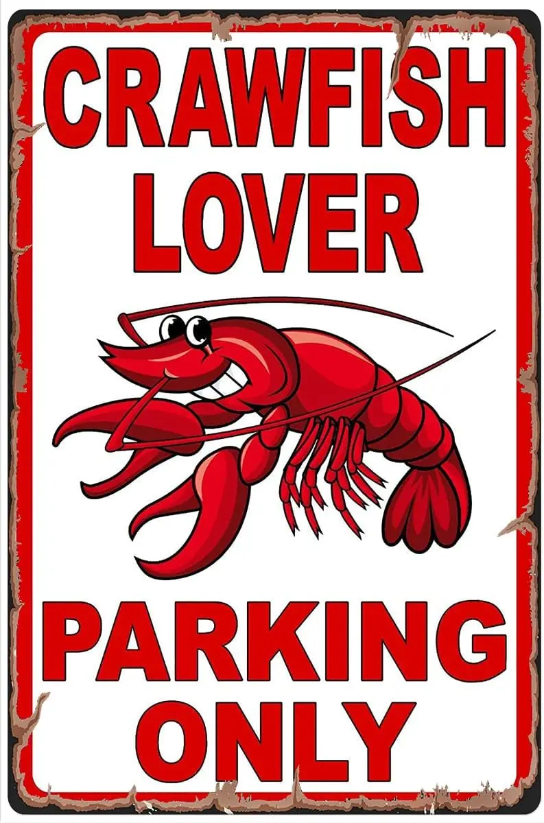 Funny Metal Sign Crawfish Lover Parking Only Wall Art Coffee Tin Signs Vintage Kitchen Wall Decor 8x12 Inch