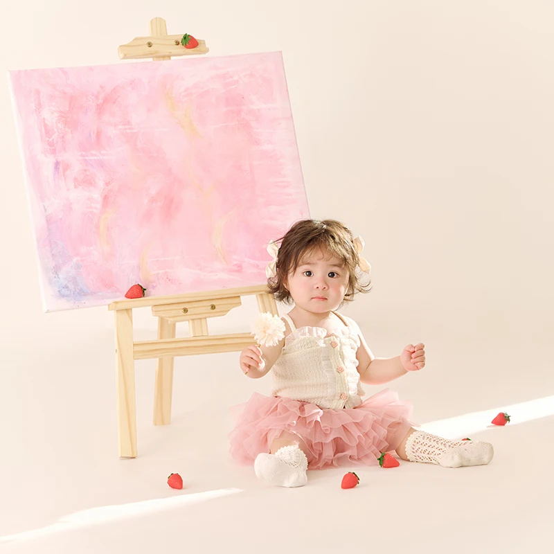 Baby Girl Photography Dress 2-3 Year Children's Lotus Outfit Oil Painting Theme Background Studio Shooting Photo Accessories