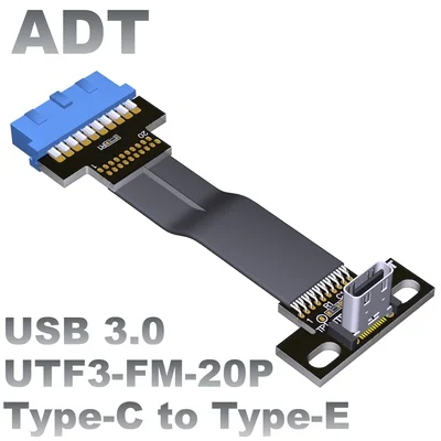 USB 3.0 Type-C Female Socket To Internal 19Pin Type-E Male Flat Extension Cable With PCI baffle For ITX/ATX motherboard A4 Case