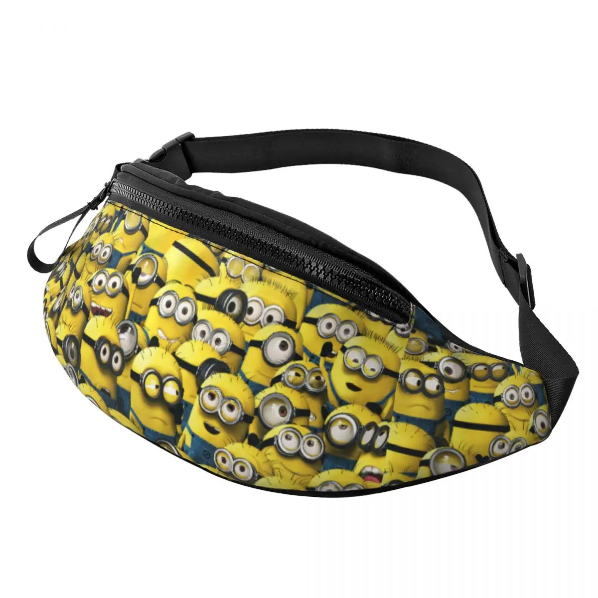 Custom M-Minions Cartoon M-Minions Bananas Fanny Pack Women Men Casual Crossbody Waist Bag for Hiking Phone Money Pouch