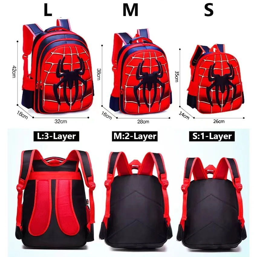 Mochila escolar 3D de araña de dibujos animados para niños, bolso de estudiante, bolso de hombro de dibujos animados para niño lindo