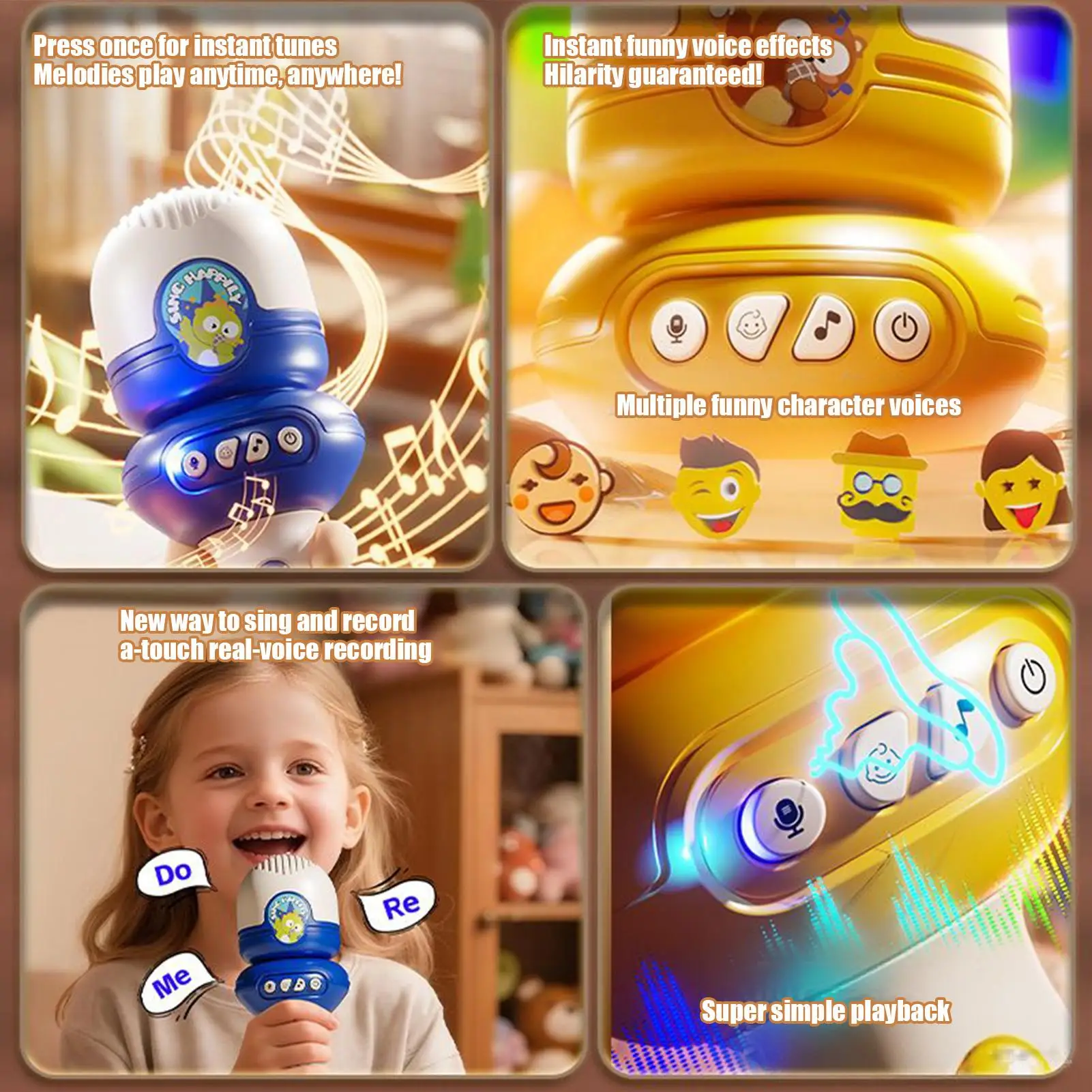 Kids Microphone Voice Changer Microphone For Kids Portable Singing Device With Built-in Music For 3 Years Old Toddler Daughter