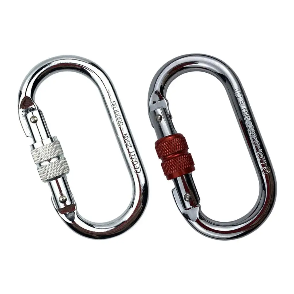 O-Shape Rock Climbing Carabiner, Screw Locking Hook 25kN 5600lb for Hammock Caving Gear