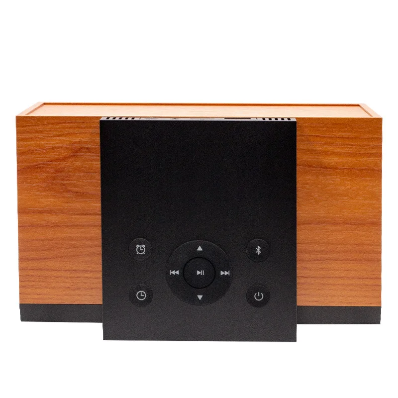 Wireless Bluetooth Speaker Smart Alarm Clock Household Wood High Sound Quality Heavy Bass Small Stereo