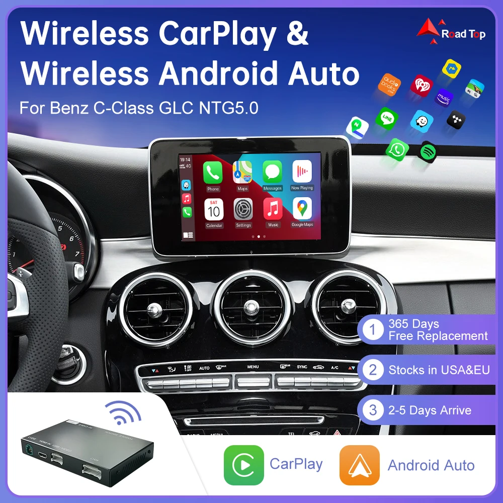 

Wireless CarPlay for Mercedes Benz C-Class W205 GLC NTG5.0 2015-2018, with Android Auto Mirror Link AirPlay Car Play Functions