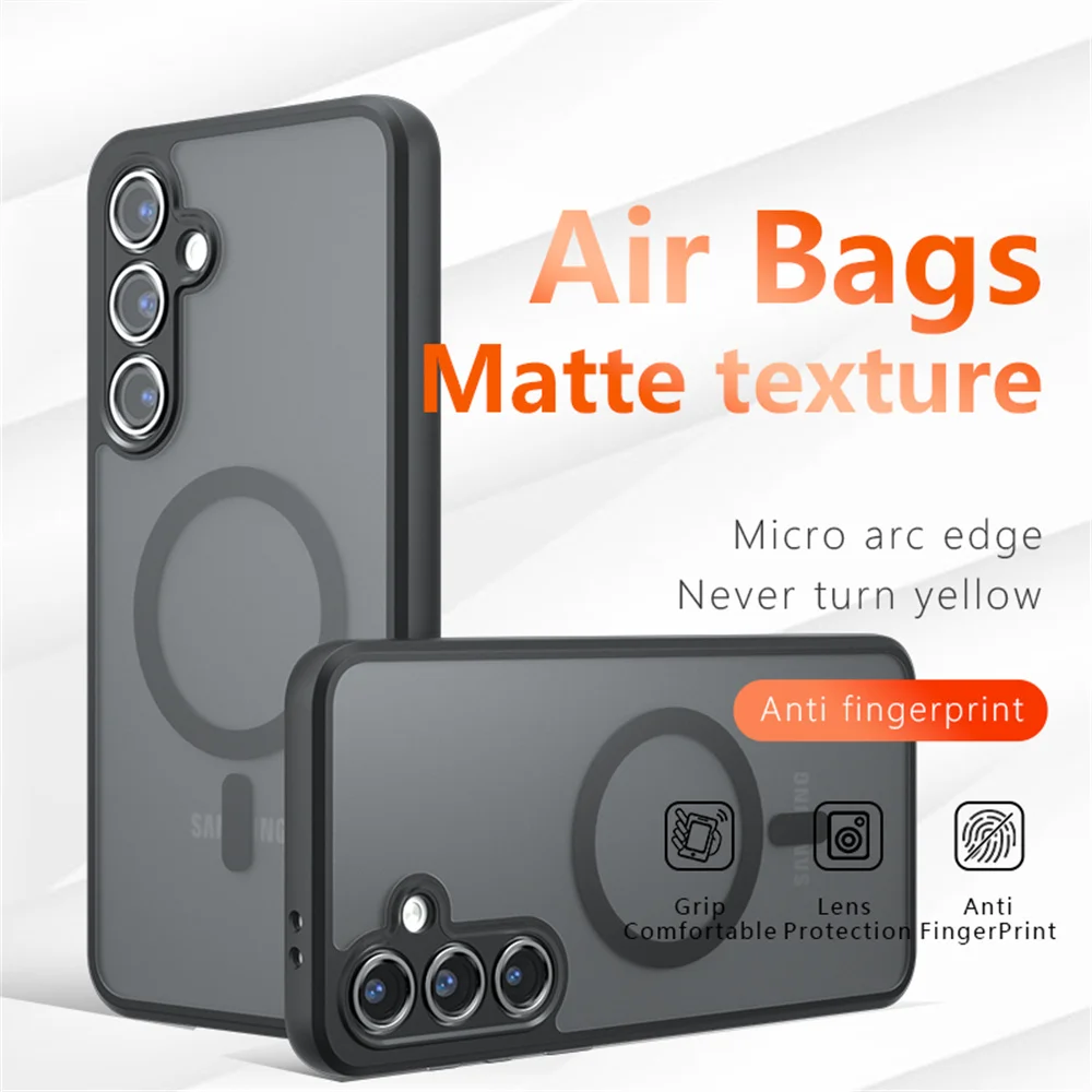 Capa Magnética Fosca de Luxo para Magsafe para Samsung S26 Ultra S25 Edge S24 FE S23 Plus A57 A37 A17 A56 A36 A55 A54 A35 A16