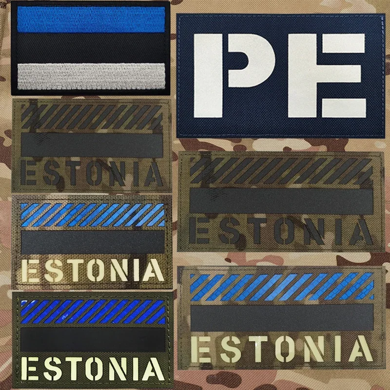 Estonia National Flag Country Patches Laser Cut Tactical Patch Stick On Clothing With Hook And Loop