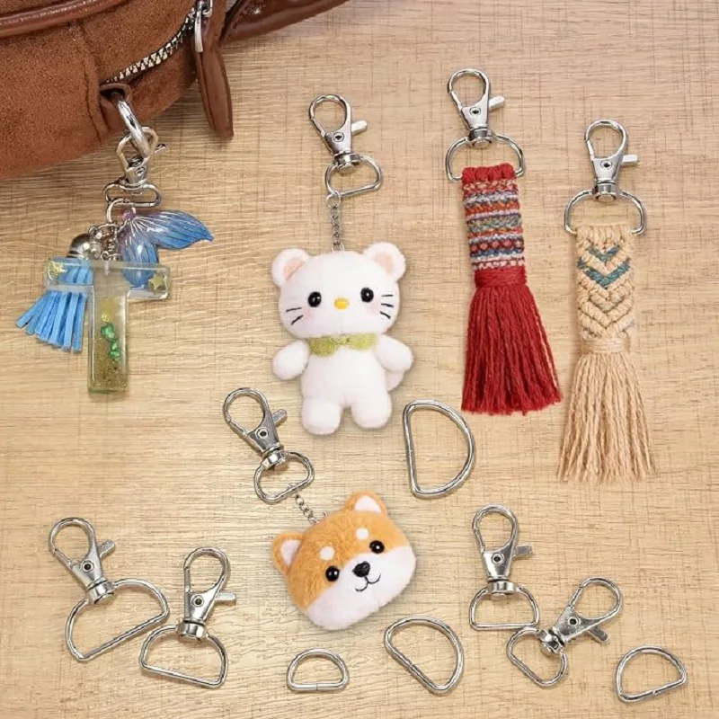 15/25/50 Sets Keychain Clip Hooks with D Rings
