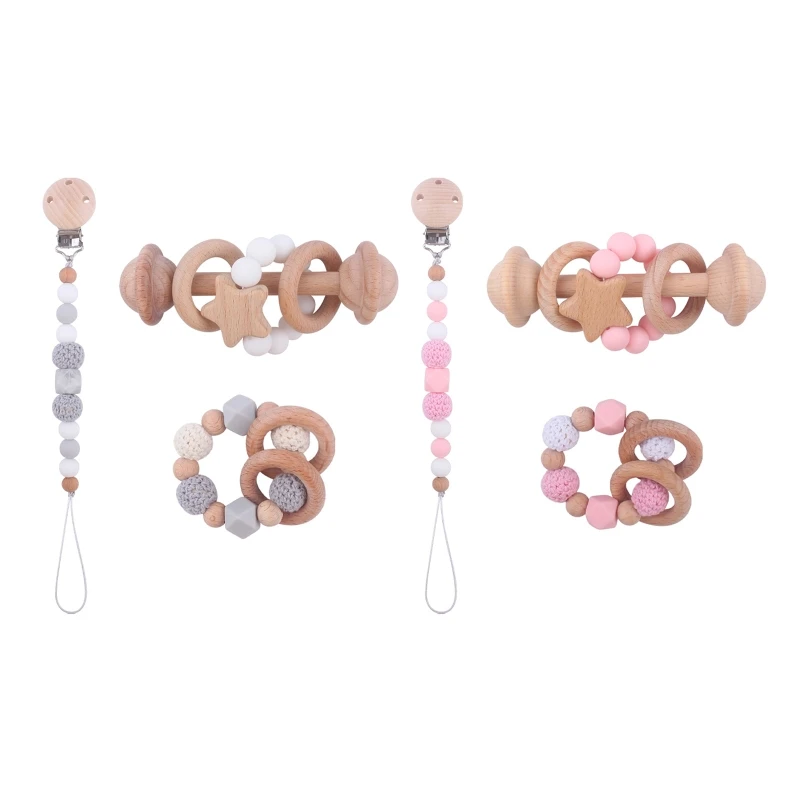 Nouveau 3 pièces nouveau-né bébé fille garçon cadeau douche infantile attache-sucette Bracelet dentition