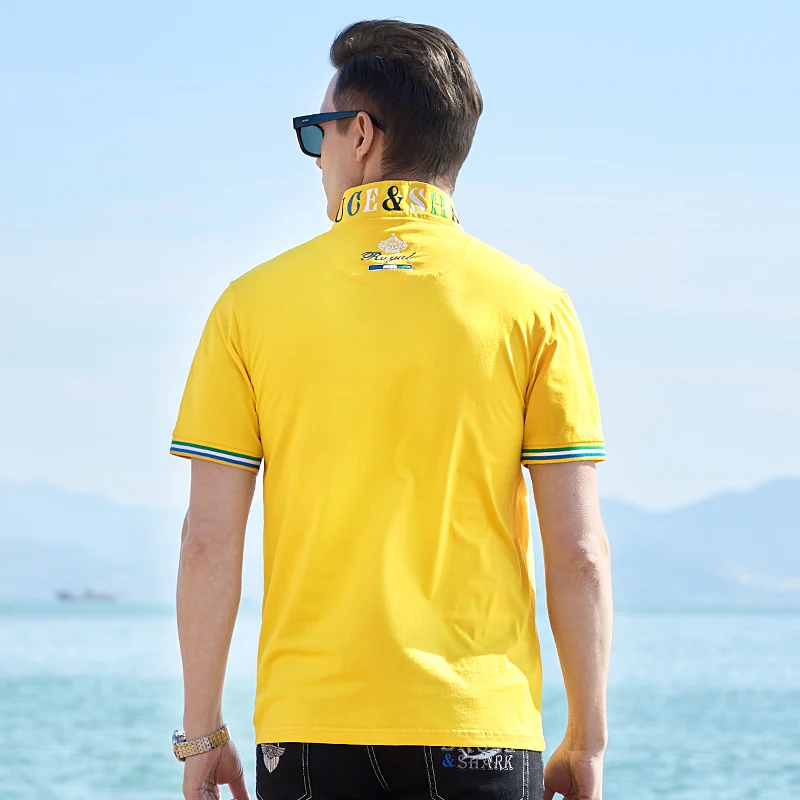 2023 Summer New Men's Polos Bruce&shark Men Tees Casual Fashion Loose TOP Quality  Big Size 4XL Embroidery Men polo 100%cotton