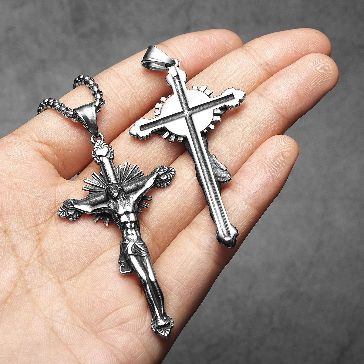 Jesus Exorcism Retro Cross Stainless Steel Men Necklaces Pendant Chain Punk For Women Fashion Jewelry Gift Wholesale Dropshiping