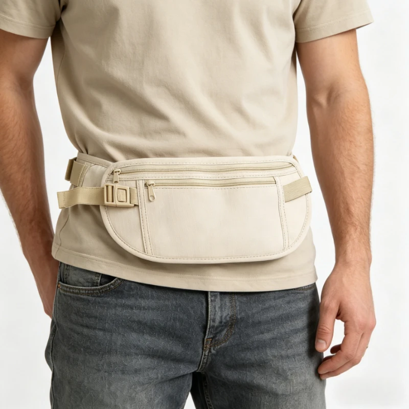 Adjustable Travel Waist Bag, Anti-Theft RFID Blocking Fanny Pack for Cash, Cards & Phone, for Daily Commute & Trips