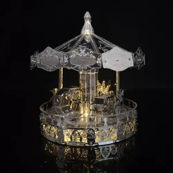 3D Metal Three-Dimensional Dollhouse Carousel Model Puzzle DIY Assembly Toys Adult Children Birthday Gift Decoration Casa