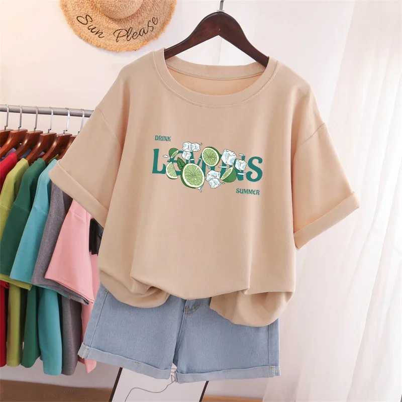 EBAIHUI Oversized T Shirts 100% Cotton Plus Size T Shirt Summer Top Tees Letter Printed V Neck L-6XL Short Sleeve Tshirt Women