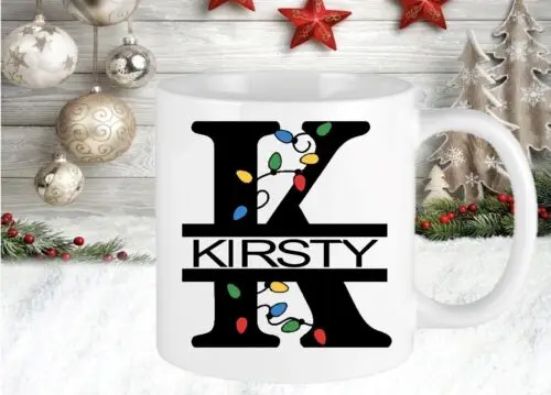 Girls Personalised Name Monogram Christmas Cup Mug Gift Novelty Present