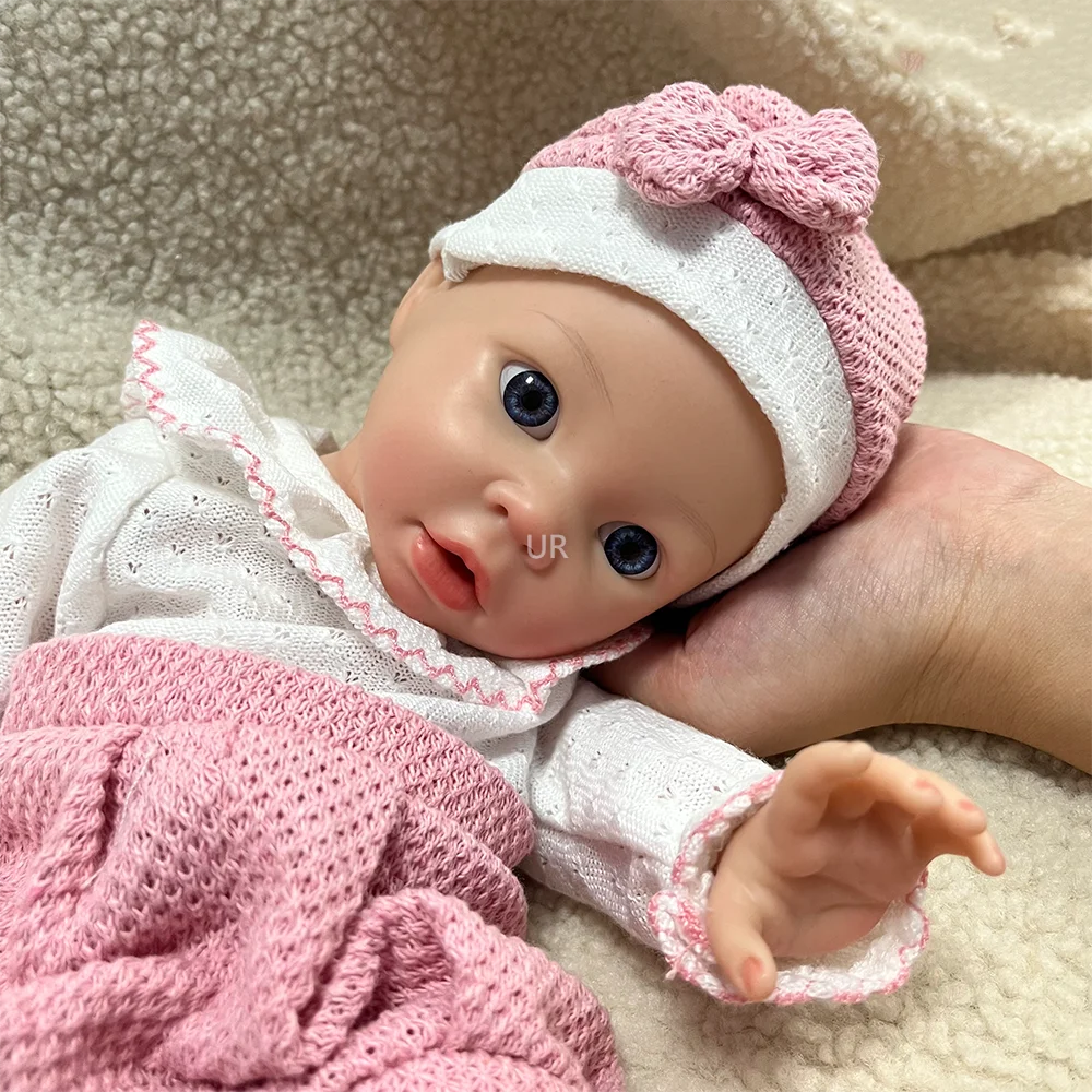 40cm Handmade Realistic Full Platinum Silicone Reborn Baby Girl Soft Waterproof Boneca Recém-nascida Bonito Dia de Ação de Graças Surpresa Presente