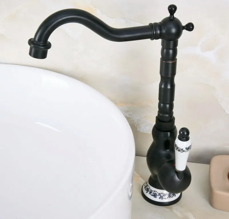 Oil Rubbed Bronze 360 Swivel Spout Bathroom Sink Faucet Kitchen Basin Cold And Hot Water Mixer Tap Dnfba3