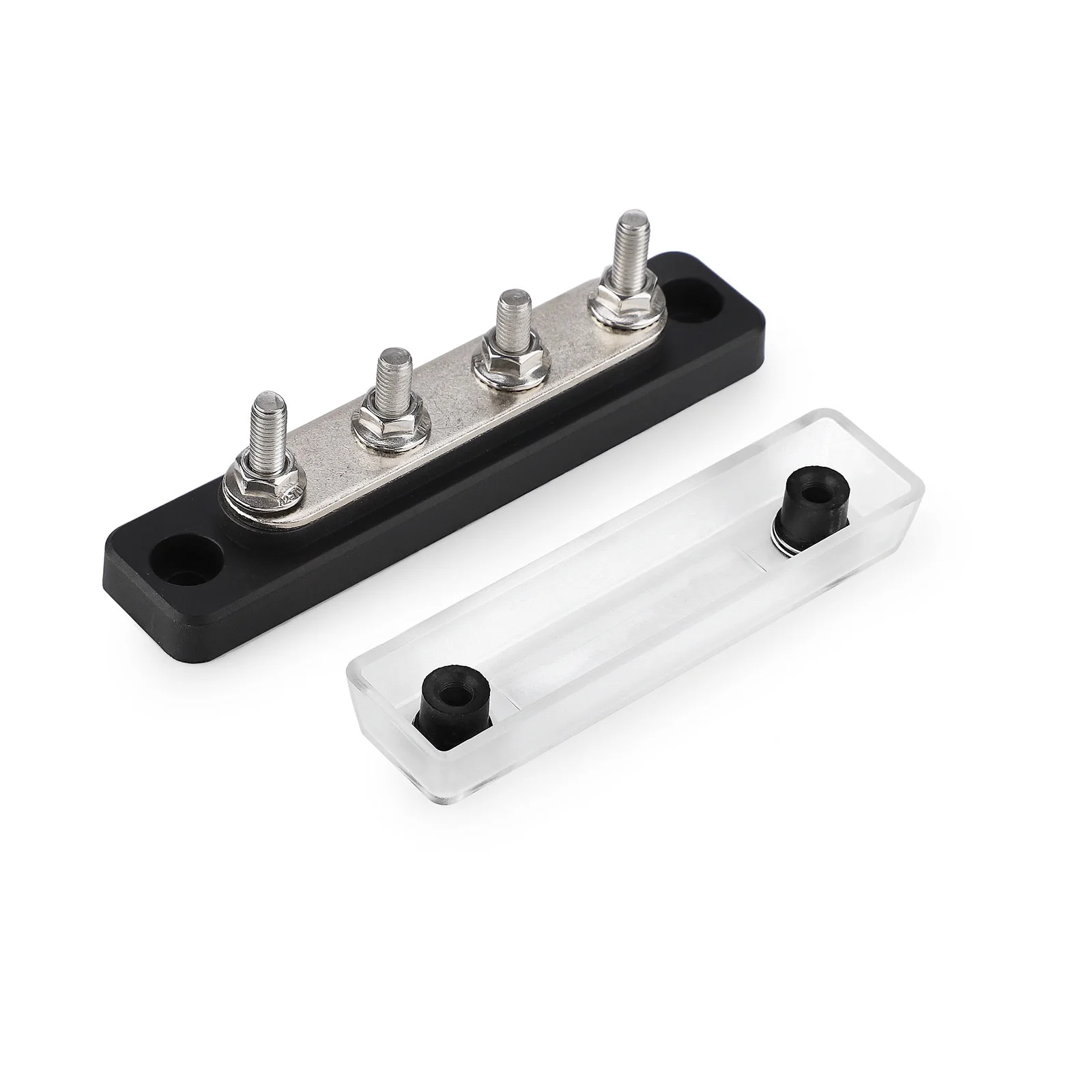 

4Way Auto Bus Bar Positive Negative Battery Power Distribution Block 100A 48V Terminal 4 Studs Busbar Terminal Block For RV Boat